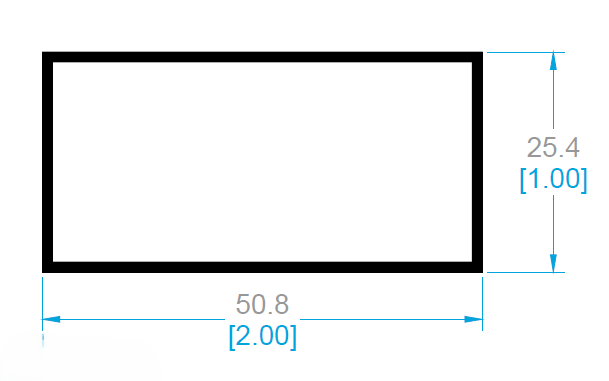 TUBO CUADRADO DE 2" X 1"